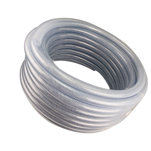 3/16" ID x 0.406" OD Heavy Wall Reinforced Clear PVC Tubing with Polyester Braid