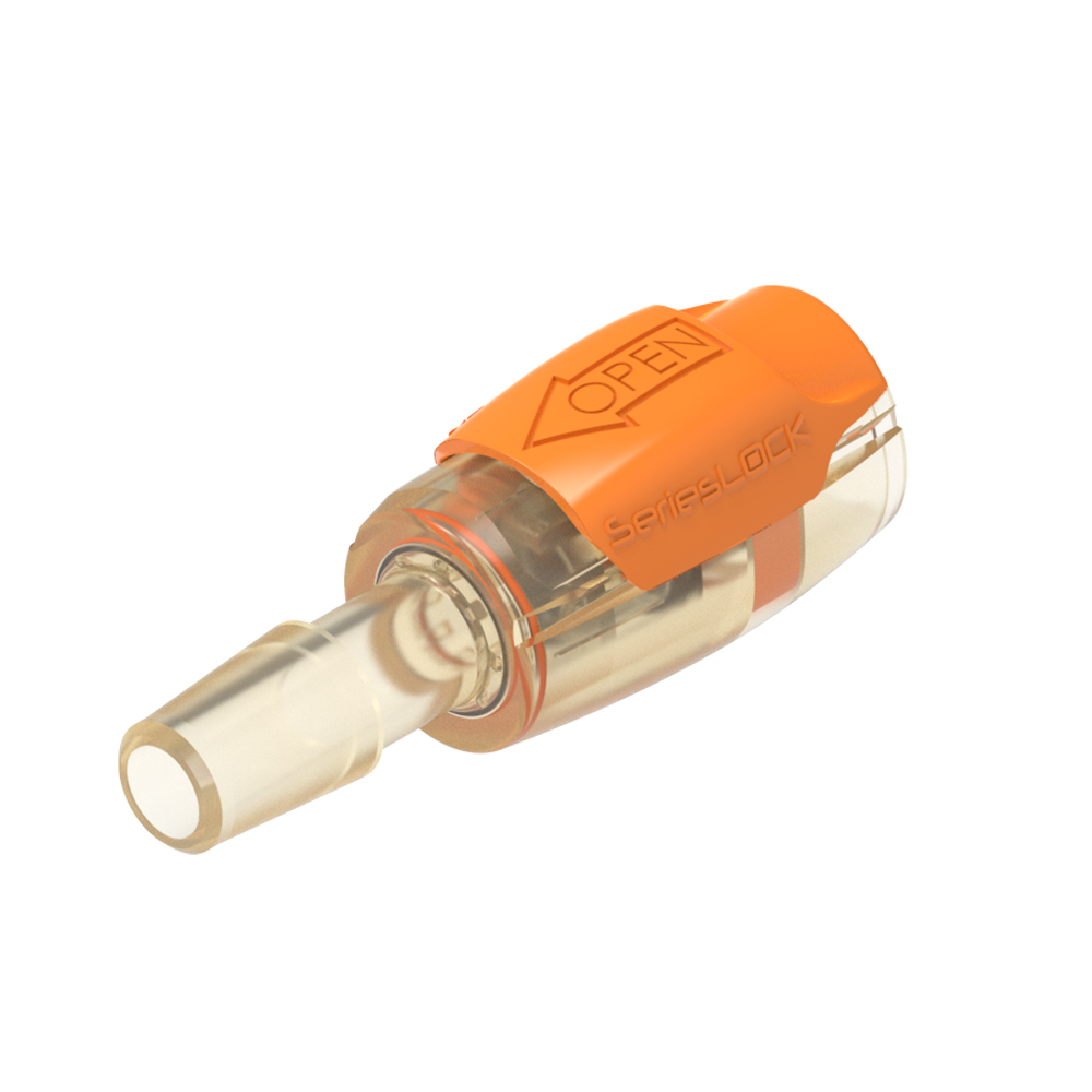 1/8" Hose Barb Natural Polysulfone Female SeriesLock™ Valved Coupling - Micro