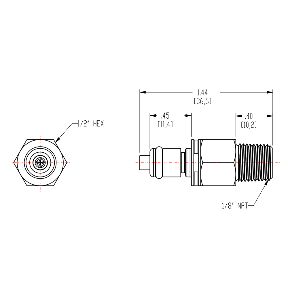 1/8" MNPT PMC Series Acetal Pipe Thread Insert - Shutoff (Body Sold Separately)