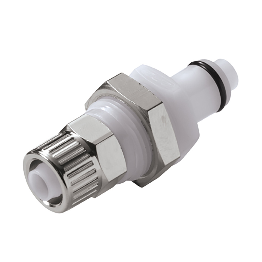 3/8" Ferruleless PTF PLC Series Acetal Panel Mount Insert - Shutoff (Body Sold Separately)