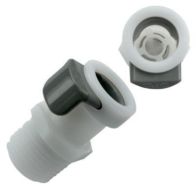 1/4" MNPT APC Series Acetal Coupling Body - Shutoff (Insert Sold Separately)