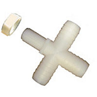 3/8" Barbs x 11/16" UN Nylon Cross with Hex Lock Nut