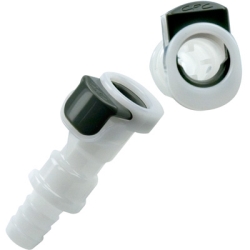 1/4" In-line Hose Barb APC Series Acetal Coupling Body w/Shroud - Straight Thru (Insert Sold Separately)