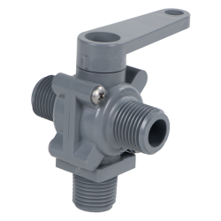 1/2" MNPT Series 350 3-Way PVC Ball Valve with Buna-N Seals