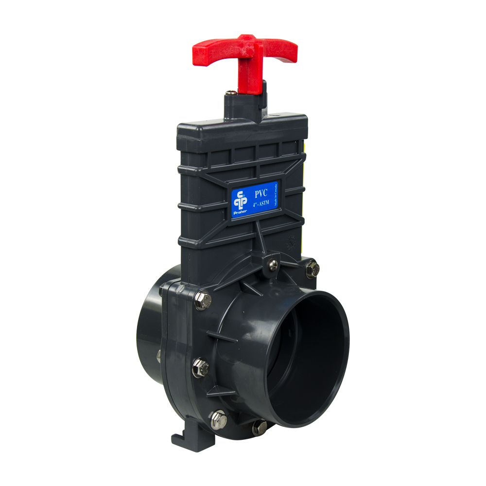 4" Socket x Socket Gray PVC Knife Gate Valve U.S. Plastic Corp.