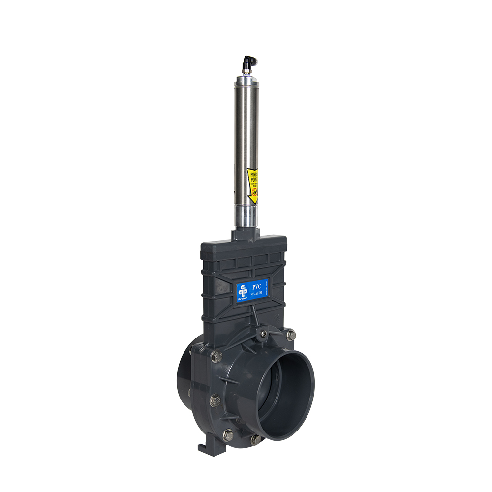 4" Socket PVC Knife Gate Valve with Air Actuator U.S. Plastic Corp.
