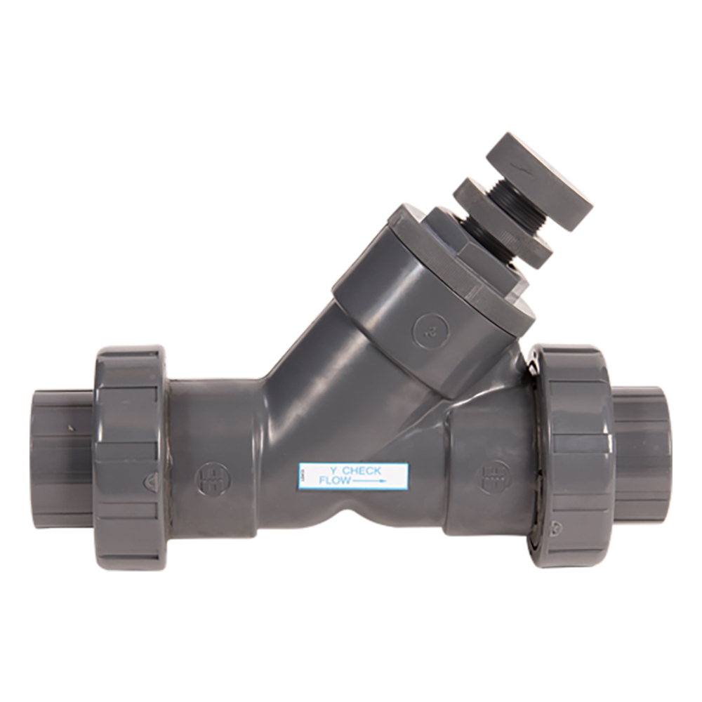 1-1/2" Threaded SLC Series Spring Loaded True Union Y-Check Valve with EPDM O-rings