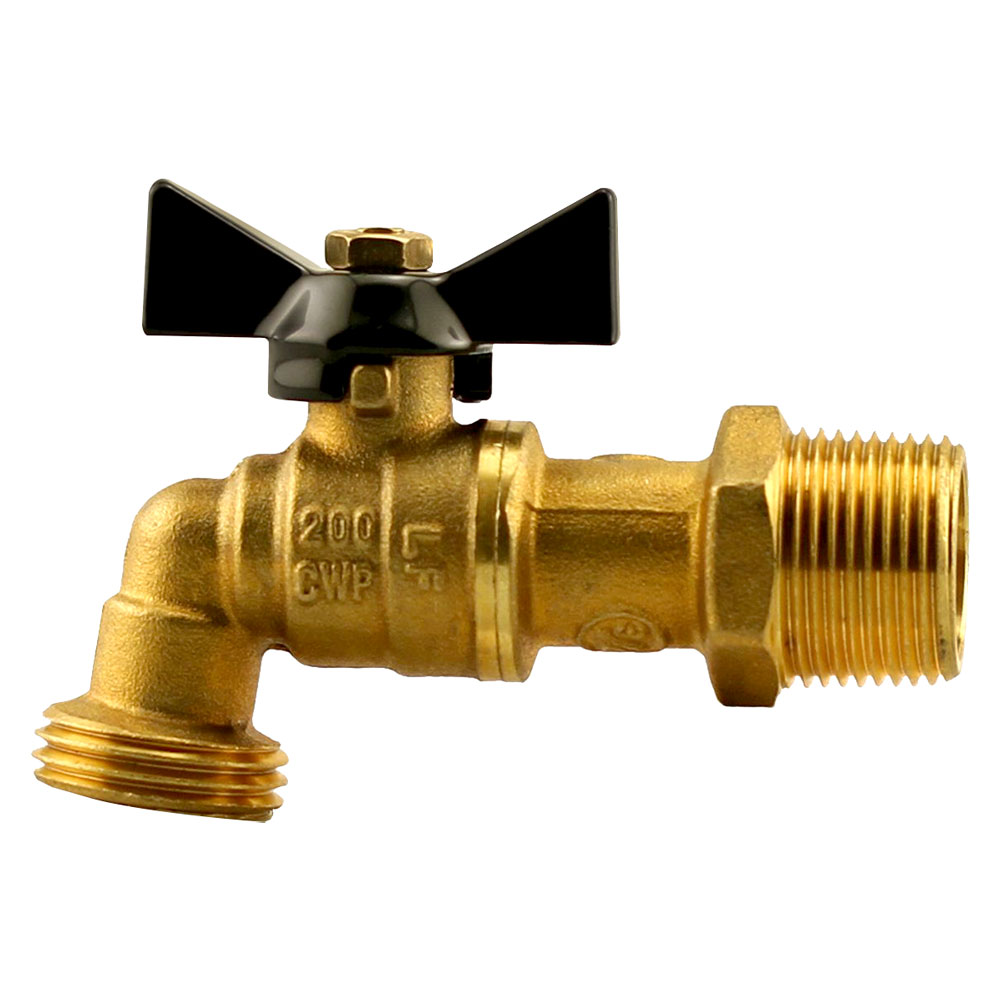 3/4" MNPT x 3/4" GHT No Lead 1/4 Turn Brass Hose Bibb U.S. Plastic Corp.