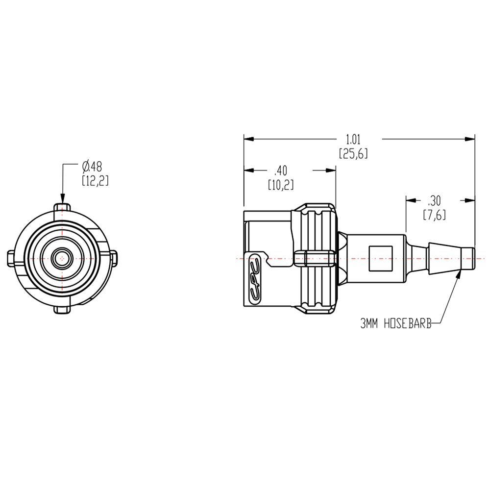 3mm Hose Barb SMC Series Subminiature Acetal Metric In-Line Coupling Body - Straight Thru (Insert Sold Separately)